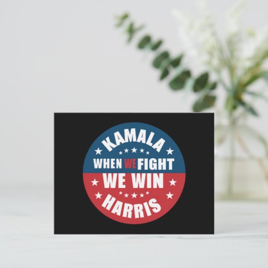 Wenn We Fight We Win 2024 Kamala Harris USA Postkarte (Stehend Vorderseite)