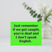 WENN WIR VERSICHERT WERDEN, DASS SIE DEAF SIND UND POSTKARTE (Stehend Vorderseite)