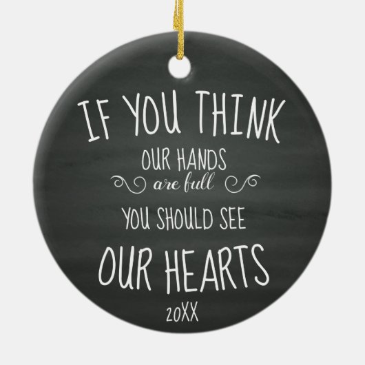 Wenn YouThink unsere Hände volle… große Familie Keramikornament (Hinten)
