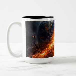 Wenn zwei Planeten kollidieren Zweifarbige Tasse