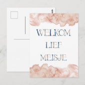 Wenskaart (10,8 x 14,2 cm) - Welkom Lief Meisje Postkarte (Vorne/Hinten)