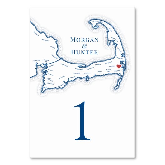 Wequassett Resort Cape Cod Harwich MA Wedding Tischnummer (Vorderseite)