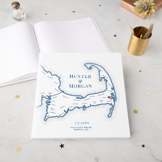 Wequassett Resort Cape Cod Map Wedding Gästebuch (Vorderseite offen)