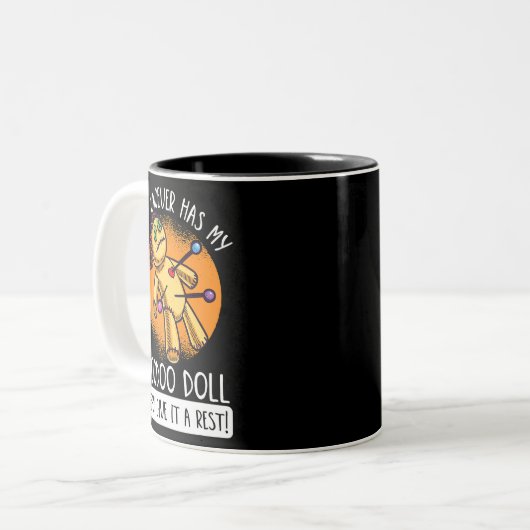 Wer auch immer meine Voodoo-Puppe hat, gibt ihm ei Zweifarbige Tasse (Vorderseite Links)
