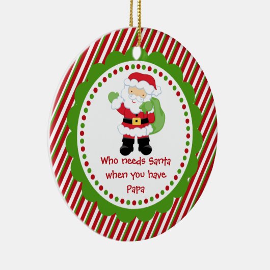 Wer benötigt Sankt… Papa-Weihnachtsverzierung Keramik Ornament (Rechts)