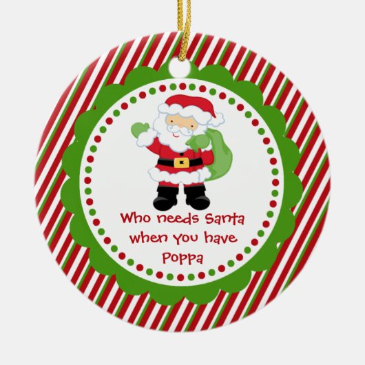 Wer benötigt Sankt… Pappa-Weihnachtsverzierung Keramik Ornament (Vorne)