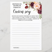 Wer bin ich? Brautparty Englisch Spanisch (Rückseite)