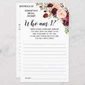 Wer bin ich? Brautparty Englisch Spanisch (Vorne/Hinten)