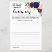 Wer bin ich? Brautparty Englisch Spanisch (Rückseite)