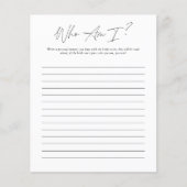 Wer bin ich | Brautparty Game (Vorderseite)