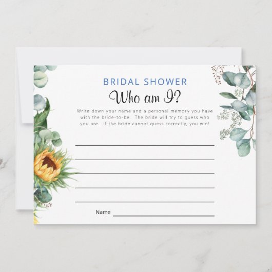 Wer bin ich Brautparty Game Einladung (Vorderseite)