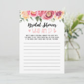 Wer bin ich Brautparty oder Hen Party Game Card Einladung (Stehend Vorderseite)