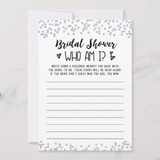 Wer bin ich Brautparty oder Hen Party Game Card Einladung (Vorderseite)