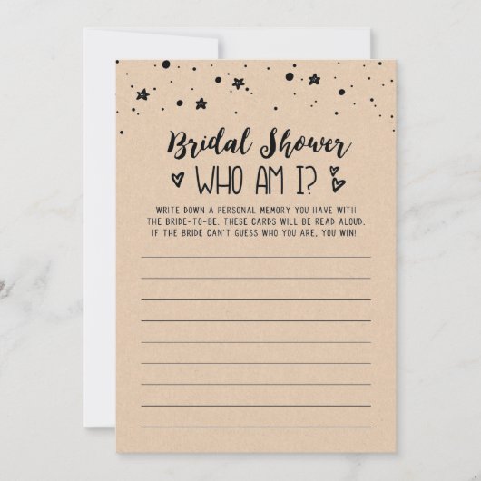 Wer bin ich Brautparty oder Hen Party Game Card Einladung (Vorderseite)