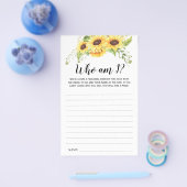 Wer bin ich Brautparty Sunblumen Game Card Flyer (Einzeln)