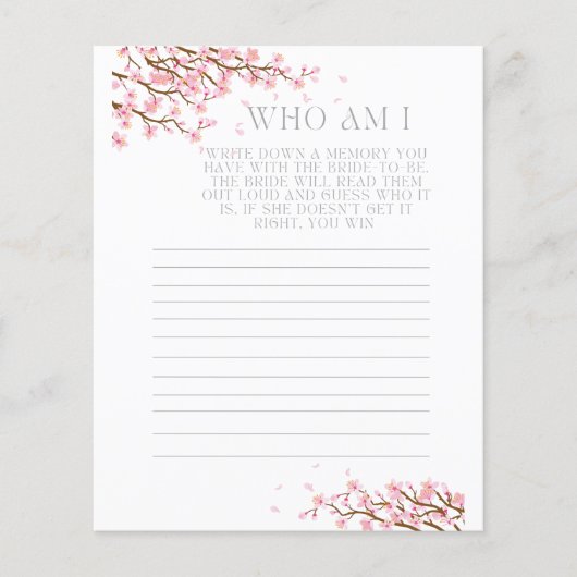 Wer bin ich ein Gedächtnis für die Brautparty-Spie (Vorderseite)