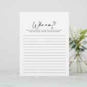 Wer bin ich ein modernes Brautparty-Spiel (Stehend Vorderseite)