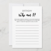 Wer bin ich? Game Birthday Party Card Einladung (Vorderseite)