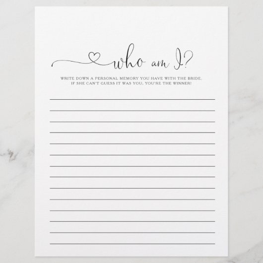 Wer bin ich Liebe Extravagant Script Brautparty Ga (Vorderseite)