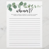 Wer bin ich Minimalistisch Eucalyptus Brautparty G (Vorderseite)