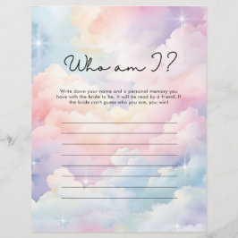 Wer bin ich Pastell Cloud Nine Brautparty Game