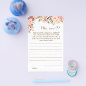Wer bin ich? Pink Floral Brautparty Game Card Flyer (Einzeln)