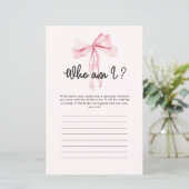 Wer bin ich Pink Ribbon Brautparty Game (Stehend Vorderseite)