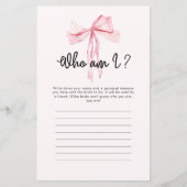 Wer bin ich Pink Ribbon Brautparty Game (Vorderseite)