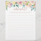 Wer bin ich Rose Gold Floral Brautparty Game (Vorderseite)