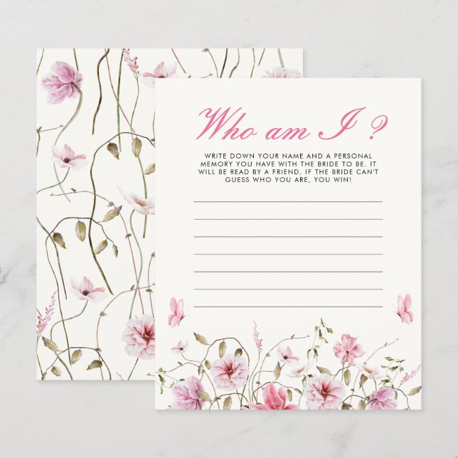 Wer bin ich Schmetterlinge Brautparty Game (Vorne/Hinten)