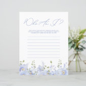 Wer bin ich trostlos Blue Floral Brautparty Game (Stehend Vorderseite)
