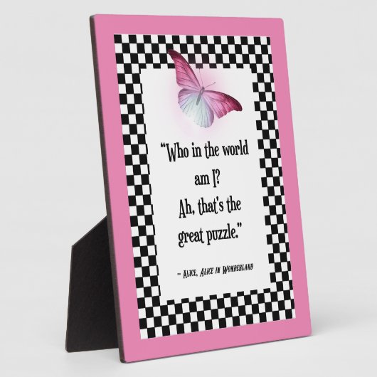 Wer bin ich? Wonderland Alice Zitat Fotoplatte (Seite)