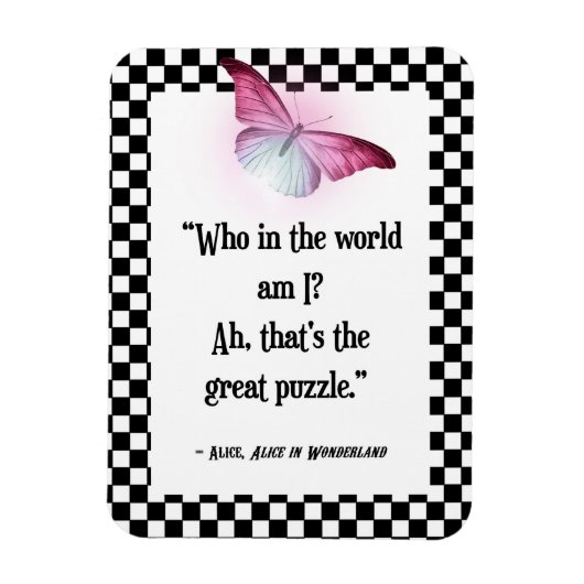 Wer bin ich? Wonderland Alice Zitat Magnet (Vertikal)