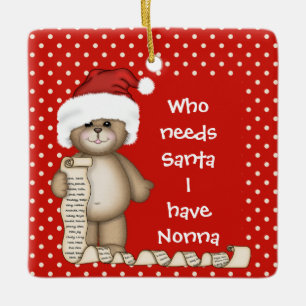 Wer braucht den Weihnachtsmann? Nonna Christmas Or Keramikornament