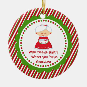 Wer braucht den Weihnachtsmann? Oma Christmas Orna Keramikornament