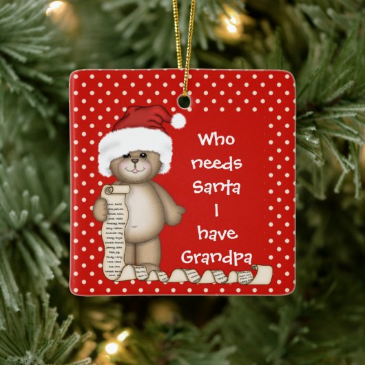 Wer braucht den Weihnachtsmann? Opa Weihnachtsschm Keramikornament (Baum)