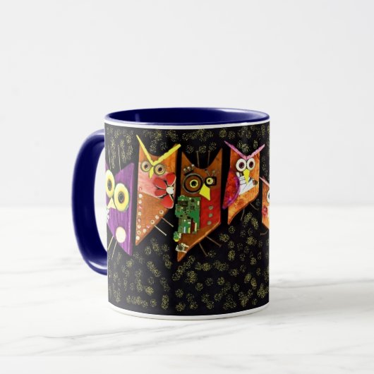 Wer braucht Kaffee? Zweifarbige Tasse (Vorderseite Links)