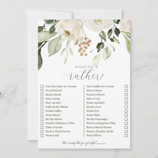 Wer Braut am besten kennt, würde eher Duschenspiel Einladung (Vorderseite)