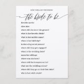 Wer das Bride Best Brautparty Game kennt Begleitkarte (Vorderseite)