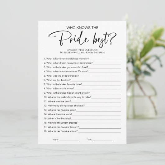 Wer das Bride Best Brautparty Game kennt Einladung (Stehend Vorderseite)