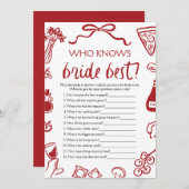 Wer das Bride Best Brautparty Game kennt Einladung (Vorne/Hinten)