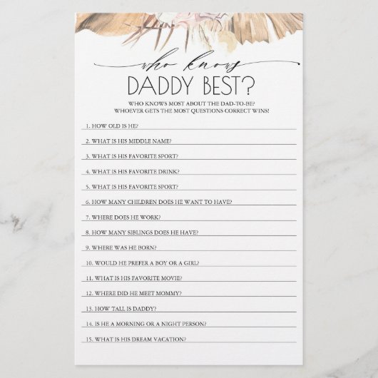 Wer das Daddy Best Baby Shower Game kennt (Vorderseite)
