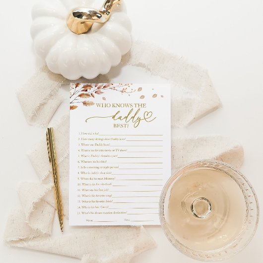 Wer das Daddy Best Fall Baby Shower Game kennt Einladung