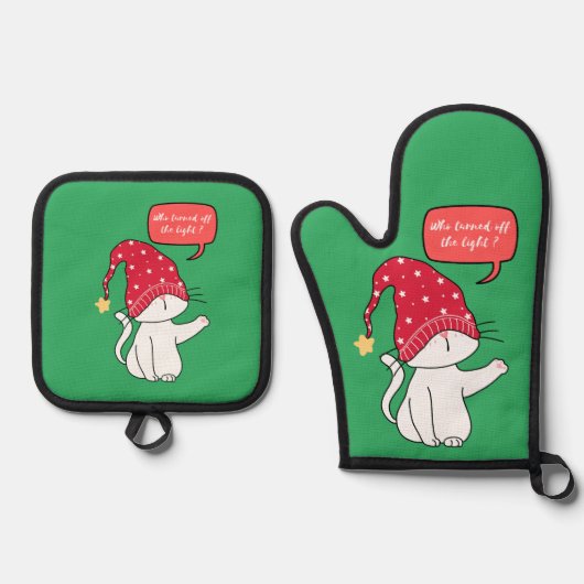 Wer das Licht ausgeschaltet hat Ofenhandschuh & Topflappen-Set (Vorderseite)