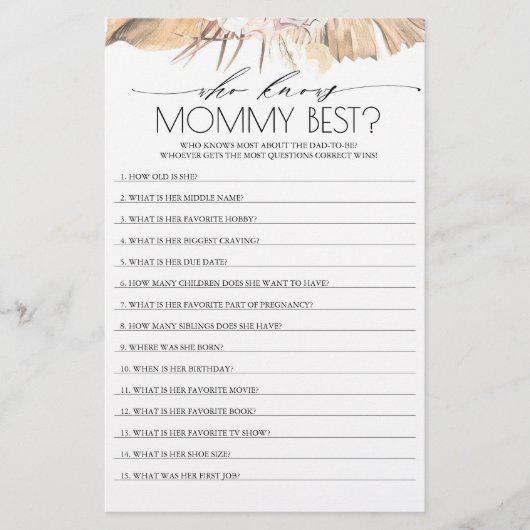 Wer das Mama Best Baby Shower Game kennt (Vorderseite)
