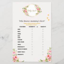 Wer das Mama Best Baby Shower Game kennt Flyer