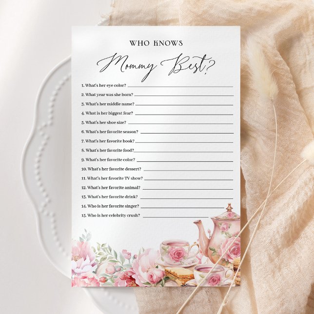 Wer das Mama Best Floral Tea Baby Shower Game kenn (Von Creator hochgeladen)