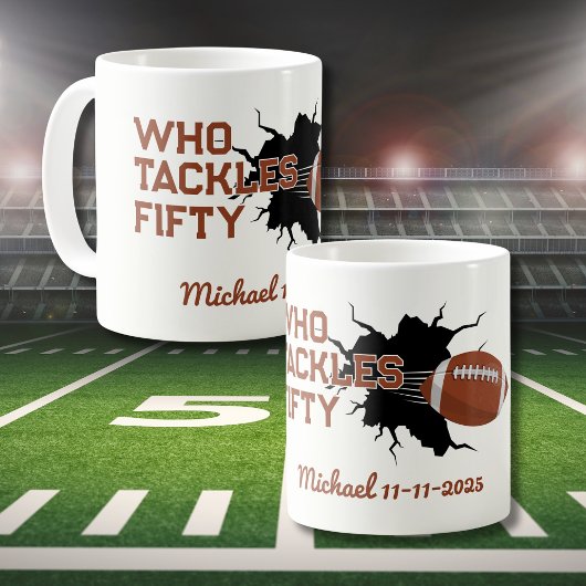Wer den 50. Geburtstag des 50. Funny Football spie Kaffeetasse