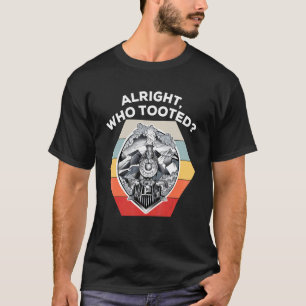 Wer den Zug für Jungen-Retro-Bahn-Männer getootet T-Shirt