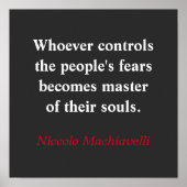 Wer die Angst des Volkes Kontrolle - Machiavelli Poster (Vorne)
